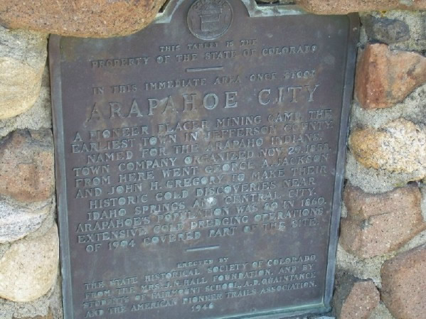 Arapahoe City - Town company organized on November 29, 1858 Arapahoe Bar and Arapahoe City