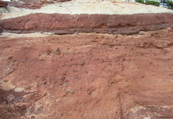Pebbles and small stones in Fountain Formation sandstone at Garden of the Gods Park